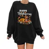 Women's Hoodies Quarter Zip Shirt Womens Thanksgiving Cute Print Top Loose Round Neck Long Colla Sweatshirts For Women Hoodie Open Front