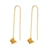 Dangle Earrings Japanese Korean Fashion Butterfly For Women Girls Gifts Jewelry Gold Color Stainless Steel Thread