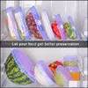 Food Storage Organization Sets Sile Er Stretch Lids Reusable Airtight Food Wrap Ers Kee Fresh Seal Bowl Stretchy Kitchen Cookware Dh18V