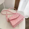 Evening Bags Textured Retro Ladies Bag Trendy Fashion Pure Color Simple Embroidered Thread One-Shoulder Diagonal