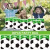 Papel de regalo 30 Uds conjunto de bolsas de fiesta Fans de cumpleaños que llevan plástico portátil desechable de dibujos animados con asas bolsa patrón de fútbol para niños