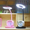 Masa lambaları çizgi film çalar LED masa lambası sevimli güzel göz koruma çocukları çalışma G için ayarlanabilir karartma okuma