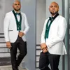 2 pe￧as Moda Houndstooth Wedding Tuxedos Men White c￴ncava convexo Padr￣o de tecido personalizado Made Made One Button Lapeel Blazer Business Casual Casual e cal￧a