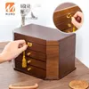 Storage Boxes Hexagonal Solid Wood Jewelry Box With Lock Eye Earrings Necklace Large Capacity Simple Retro Birthday Gift