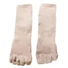 Calcetines para hombres Hombres Cinco Dedos Acanalado Crew Color Sólido Banda Elástica Split Toe Hosiery