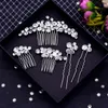 Headpieces Silver Color Crystal Wedding Hair Combs U-formade stift för brud brudhuvudstycke Set Women Ornament Jewelry