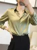Vrouwen Blouses Vrouwen Herfst Office Lady Revers Shirts Casual Mode Elegante Effen Kleur 2022 Tops Knoppen Losse Blouse Kleding 24299