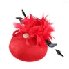 Mingli Tengda – chapeaux de mariée rouges, couvre-chef de fête, décoration de cheveux, couvre-chef de mariage formel, chapeau en plumes, accessoires de mariée, diadème