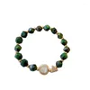 Strand In Simple Green Gemstone Bracelet Korean Tiger's Eye Personalized 2-piece Fashion Design Adjustable