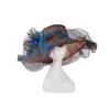 Coiffures Rose Kentucky Derby Église Chapeaux De Mariée Pour Femmes Organza Soleil Fleurs Élégant Été Large Large Bord Dames Chapeau De Mariage 2022