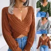 2022 Autumn Knited Sweter Seks w dekolcie ciepłe pullover zimowy sweter wełniany Sweter Kobiety Szczupłe swetry z długim rękawem