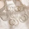 Hoop Earrings Fashion Metal Women Pearl Oversize Circle Punk Earring 2022 Female Jewelry