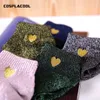 Носки чулочно -носочные изделия Cospplacool вышивка сердца Love Glitter Nops Женщины модное серебряное золото