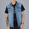 Herrvästar plus storlek 8xl 7xl herr denim väst ärmlösa cowboy jackor tank top kappa knubbiga män väst gilet chalecos para hombre