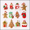 クリスマスの装飾クリスマスツリージンジャーブレッドマンの装飾品12pcs/set sorted pvc fugurines holiday new year decorations drow de dhwxl