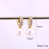 Boucles d'oreilles créoles 3 paires de boucles d'oreilles en or Cz géométrique avec perle naturelle pour femmes