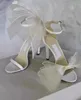 Romantisk h￶gklackad sandaler Elegant Aveline Mesh Bow Gladiator Averly Slim Heels - Wedding Bridal Dress aftonkl￤nning