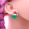 2022 Green Acryl Christmas Grinch Earrings Girls Kerstmis Nieuwjaar Verjaardagsjuwelen Gift