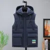 M￤ns v￤star plus storlek 5xl-l Vest Solid Casual Autumn Hooded ￤rml￶sa jackor Fashion Male Waistcoat Winter Work kl￤der M￤n