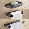 Bath Accessory Set Hardware Sets Dark Bronze Brass Towel Bars Roll Paper Hooks Soap Dishes 3 Piece Drilling Bathroom Accessories