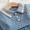 Girls Dresses Bear Leader Autumn Winter Sweater Long Sleeve Vest Stripe Party Girl Baby Retro Knitted Wool Casual Vestidos 221107