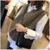 2022 Spring New Loose Vests Oversize Pullover V Neck Sweater Vest Women Winter Knitted Sweater Sleeveless Warm Sweaters Casual