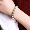 Strand Chinese Traditions Natural Burma Jadeite Red Lucy Bracelet Bangle Handmade Jade Jewelry 9mm Safety Buckle Hand-woven Rope