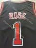 Jersey męskie szyte 1 Derrick Rose Jersey haft koszykówka czarny czerwony biały zielony męskie koszulki rozmiar S-2XL