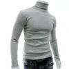 Camisetas masculinas homens quentes homens térmicos térmico pullover comprido pulôver alto gola alta gúmulo trecho slim camisa básica jumper knit sweate