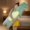 130 cm Nette Dinosaurier Und Rinder Und Einhorn Lange Kissen Gefüllte Plüsch Tier Spielzeug Für Kinder Weiche Schlaf Kissen Bett kissen Mädchen Geschenk J220729