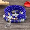 Cross Evil Eye Charms Bracelets Fashion Design Fatima Hamsa Hand Bracelet Bangle for Women Multilayer Braided Handmade Men Beads Pulseras Jewelry Accessories Gift