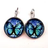 Backs Earrings 1 Pairs Butterfly Silver Earring Lovely Cartoon Glass Round Dome Drop For Female Wood Jewelry