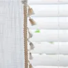 Cortina yaapeet algodão branco com tassel haste semi-shading cortinas cinza para a sala de estar cortinas de janela pura valance