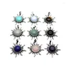 Pendant Necklaces 6pcs/lot High Quality Natural Stone Retro Sun Necklace Healing Energy Crystal Quartz Flower Jewelry Bulk Item Wholesales