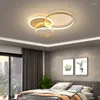 Luzes de teto Lâmpada LED de estrutura acrílica para quarto iluminação de vestíbulo preto círculo de alumínio dourado diminuído com remoto