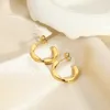 Hoop Earrings Waterproof Stainless Steel Stylish Small Twisted For Women Girls Gold Plated Mini Wave Stud Jewelry Gift