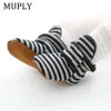 First Walkers Baby Shoes For Born Boys Girls Stripe Toddler Booties Cotton Comfort Soft Antislip Infant Warm Boots 221107