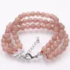 Braccialetti di fascino Braccialetto di moda Pietra di sole naturale Pietra 6mm Rotondo Rosa Fragola Donne Perline di cristallo Braccialetto Regali adorabili 7.5 "A580