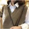 2022 Spring New Loose Vests Oversize Pullover V Neck Sweater Vest Women Winter Knitted Sweater Sleeveless Warm Sweaters Casual