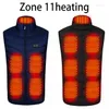 Gilets pour hommes 13 zones chauffées hiver hommes femmes USB électrique auto-chauffant sans manches vêtements chauds Thermostat intelligent couleur Pure