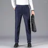 Men's Pants Men's Classic-fit Wrinkle-Resistant Flat-Front Chino Pant 2022 Spring Business Plaid Suit Elastic Waist Trousers