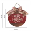 Christmas Decorations Christmas Door Wooden Decorations With Plaid Bow Holy Night Front Sign For Xmas Home Fireplace Wall Farmhouse Dhedx