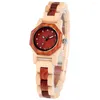 Wristwatches Red Octagon Case Quartz Watches For Women Full Wood Band Women's Wristwatch Wooden Watch Decoration Dial Fold Buckle Clock