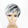 Haar Spitze Perücken Perücke Mode Gerade Schwarz und Weiß Färben Mischfarbe Chemische Faser Kurze Haare Kopfbedeckung Frauen