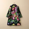 2022 Autumn Peter Pan Neck Floral Print Rhinestone Outwear Coat Black Long Sleeve Equins equins أحادية الصدر معاطف خارجية طويلة S2N03CT