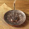 Lâmpadas de fragrância Dragão chinês 5 buracos Holder de incenso Retro Lotus Burners Bold Cone Censer Plate Buddhism Home Office Decoration Crafts