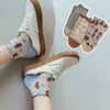 Çorap Çorap Moda Kadınlar Yeni Bahar Yaz Kısa Retro Baskılı Dantel Pamuk Kızlar Günlük Ayak Bileği Sevimli T221102