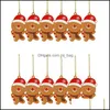 Weihnachtsdekorationen 12pcs Lebkuchen Mann Weihnachtsbaum -Ornamente hängen Anhänger Weihnachtsfest süße lustige Kinder Geschenk Navidad Neujahr DHVK6