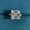 Solitaire Ring WUIHA 925 Sterling Silver 3EX Princess Cut 6 CT VVS D Color Created Wedding Engagement Customized Fine Jewelry 221107