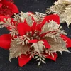 Dekorative Blumen, Weihnachtsdekorationen, Weihnachtssterne, Blumen, Baum, künstliche Ornamente, Gold, Ausverkaufsdekoration, Weihnachtspunkte